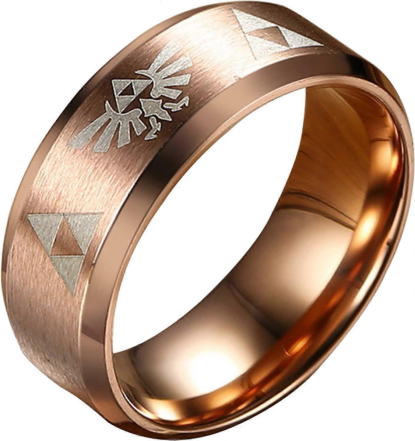 Heytea 8mm ゼルダの伝説 トライフォース リング、ステンレス マット仕上げバンド - -