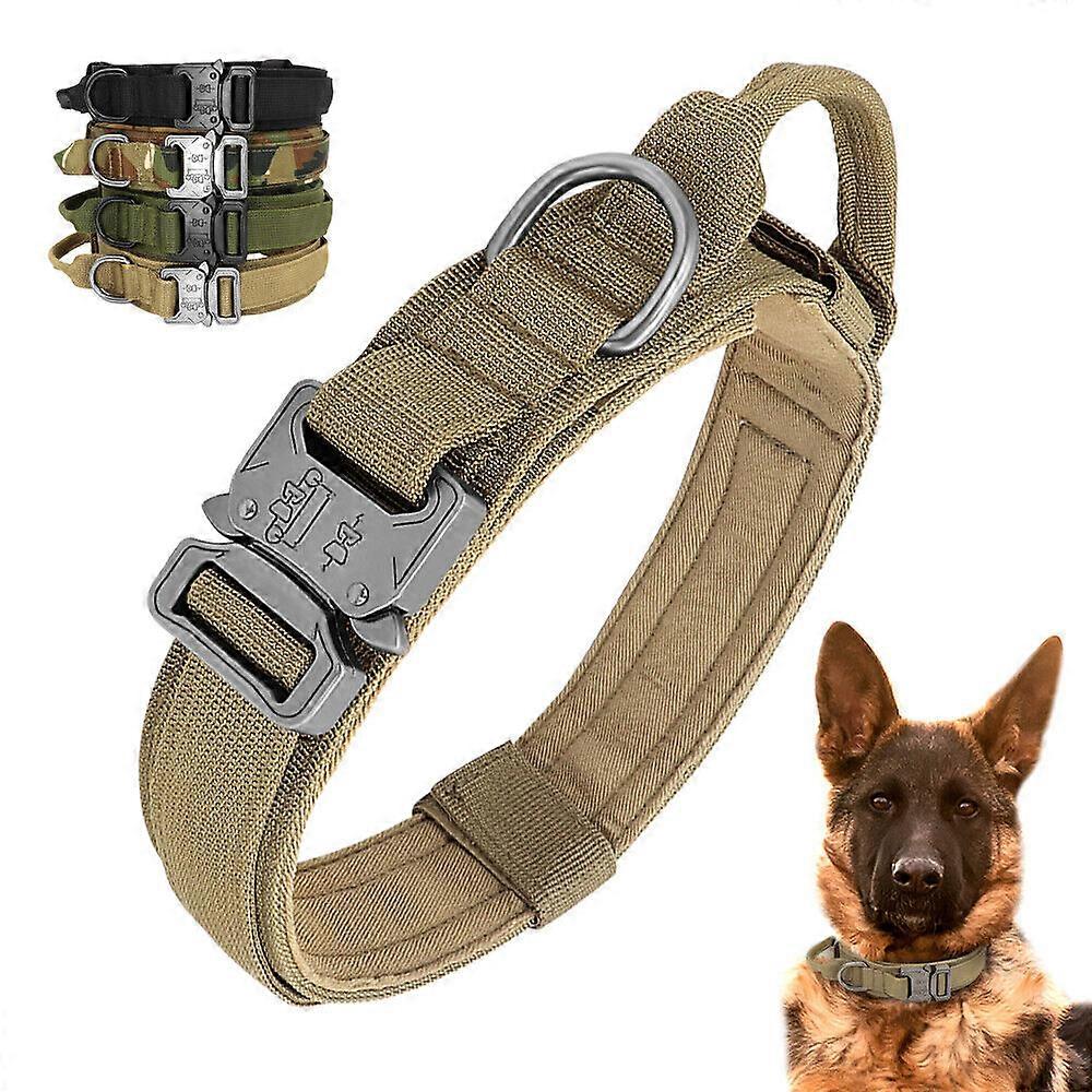 Tactical Dog Collar Military Pet Collar with Handle for Walking Training M-XL