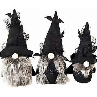 3pcs Halloween Gnome Doll Plush Faceless Doll with Long Beard Halloween Table Shelf Photo Props Decoration Gnomes Ornament Gifts for Kids