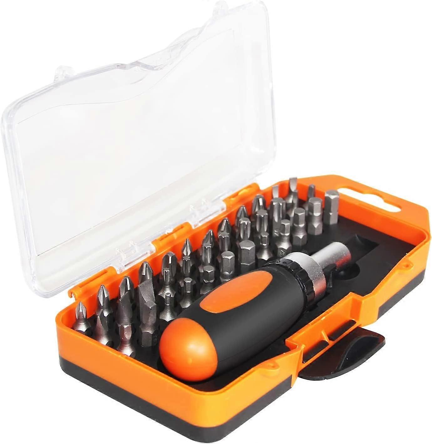 Magnetic Screwdriver Bit Set (36pcs Bit Set - 1 Ratchet Bit Holder), Phillips Hex Slot All-In-One Multi-Function Repair Tool Set  Drill Chucks