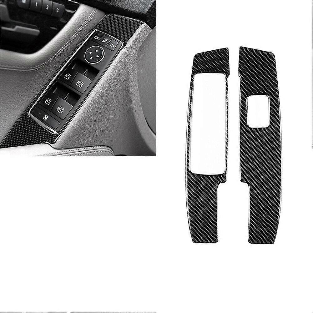 2Pcs for - C-Class W204 2007-2013 Carbon Fiber Window Switch Interior Trim