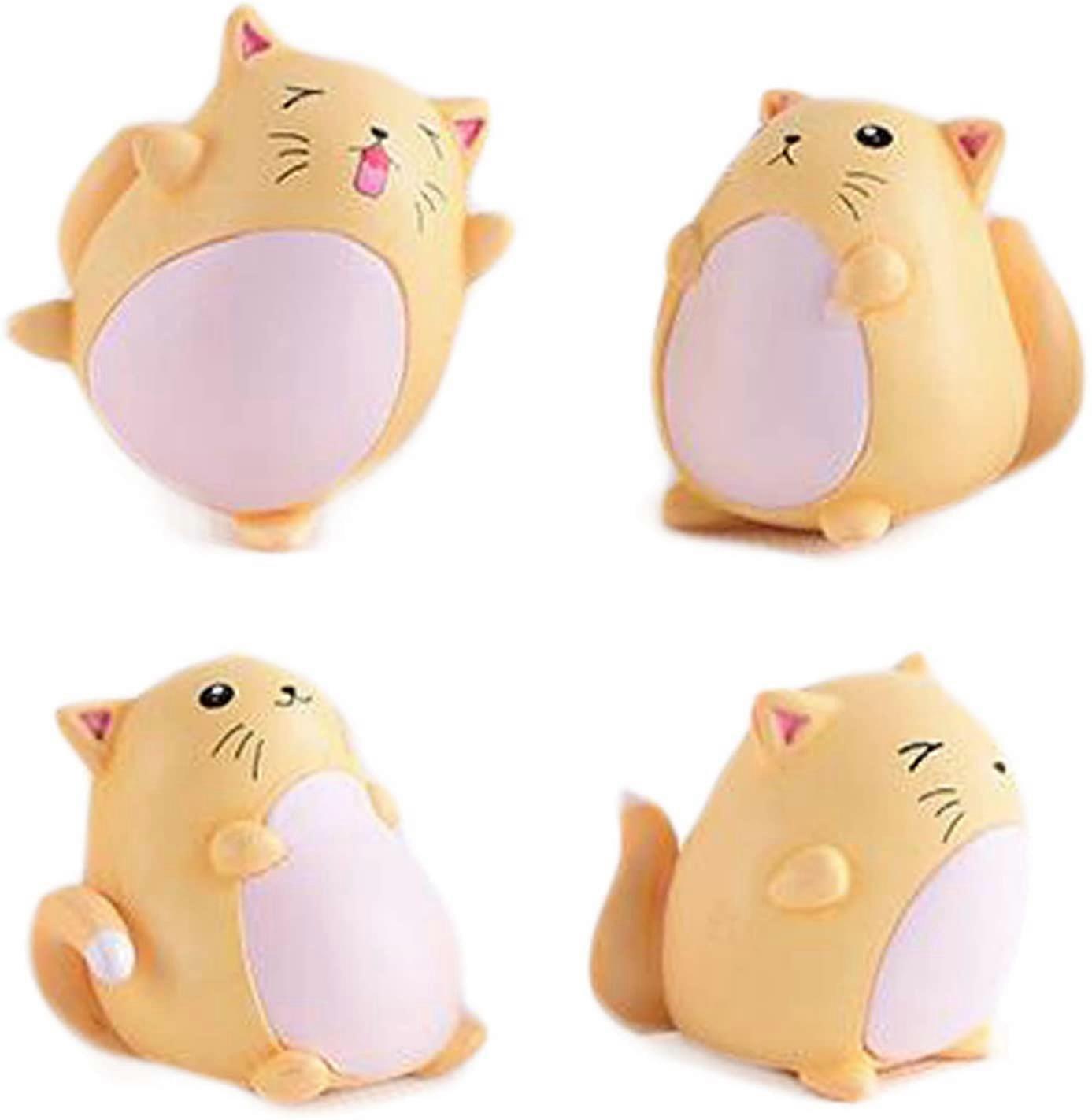 4pcs Cartoon Fat Cat Figurines