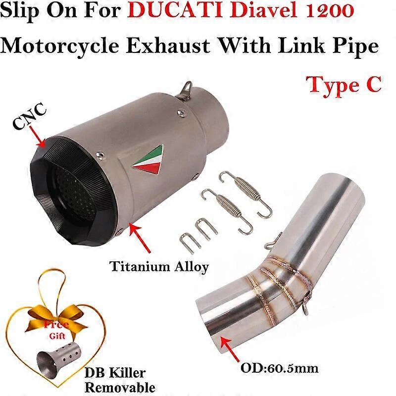 Fr DUCATI Diavel 1200 Motorrad Auspuff Escape System Gendert Mitte Link Anschluss 60mm Motocross Rohr Schalldmpfer DB Mrder