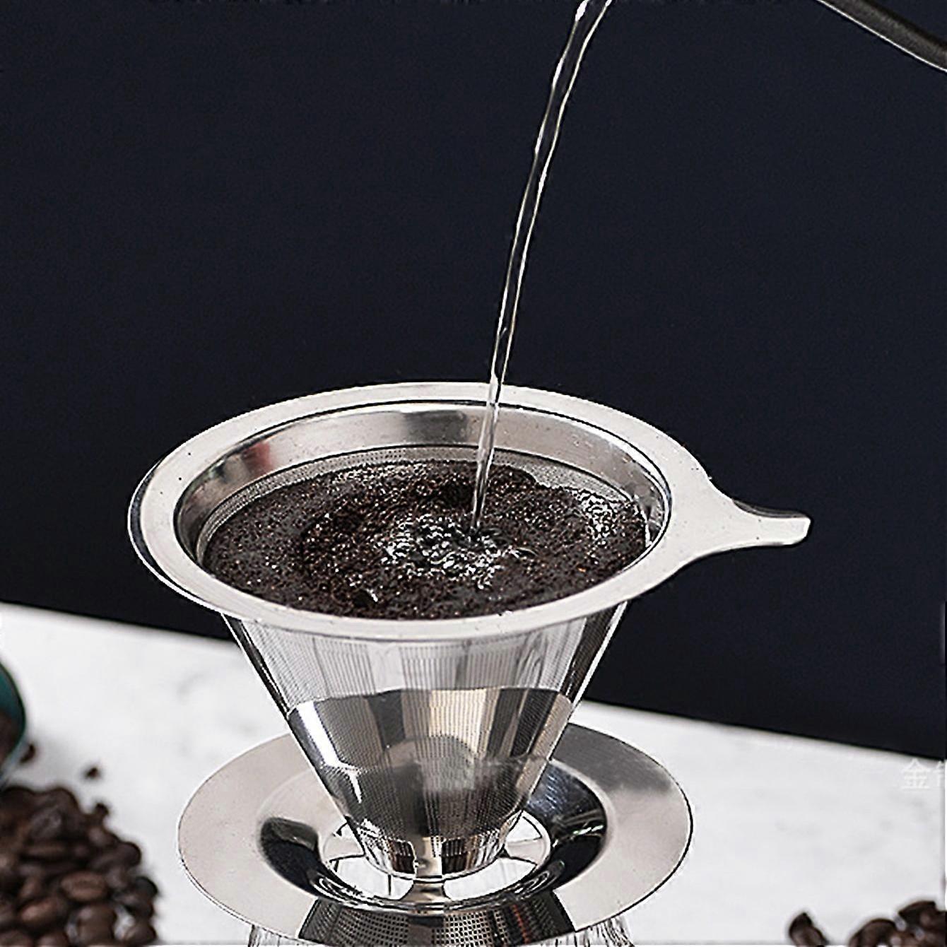 1pc Stainless Steel Coffee Dripper - Durable and Rust-Resistant Construction, Precision Pour-Over Coffee Filter for Smooth Flavor Extraction - Essenti