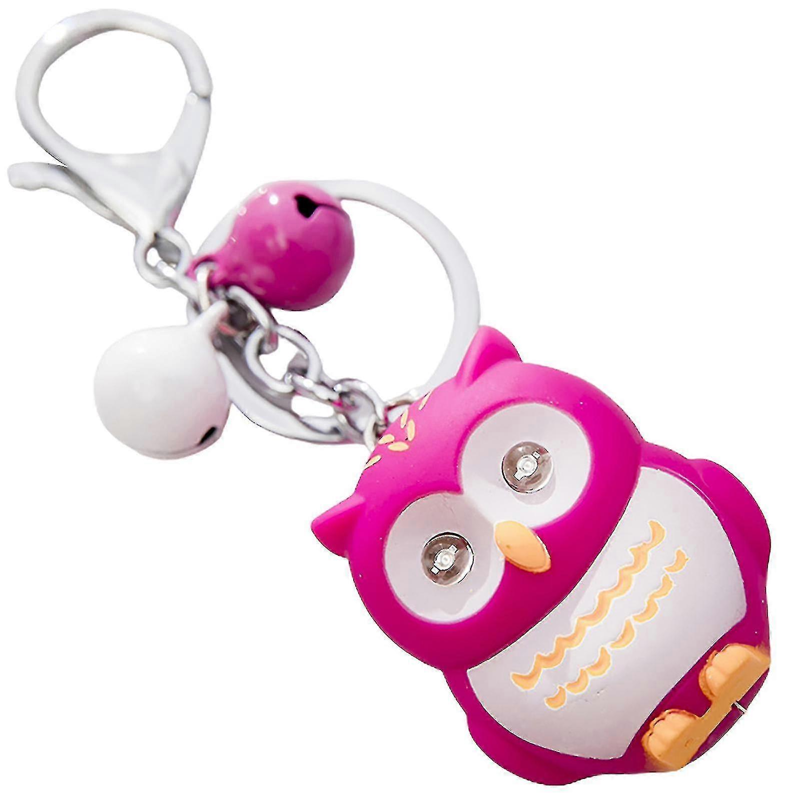 Owl Keychain Interesting With Little Bell Built-in Batteries Firmly Fixed Adorable Decorate Abs Sounding Glowing Owl Keychain For Bag