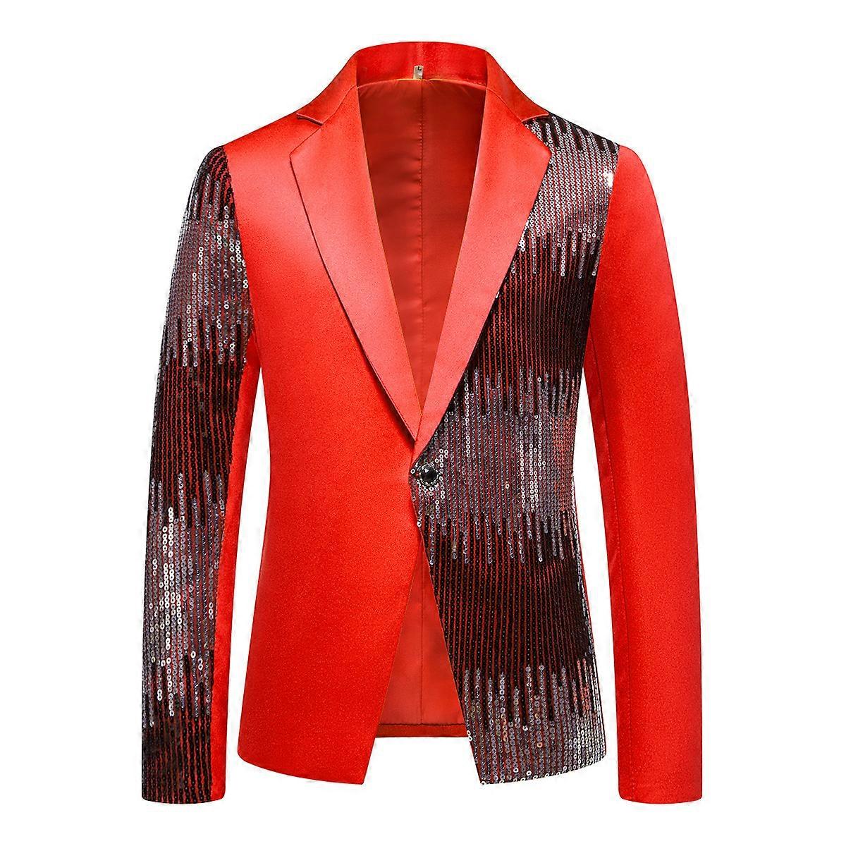 Men Meridian Sequins Slim Fit Blazers Suits Jackets