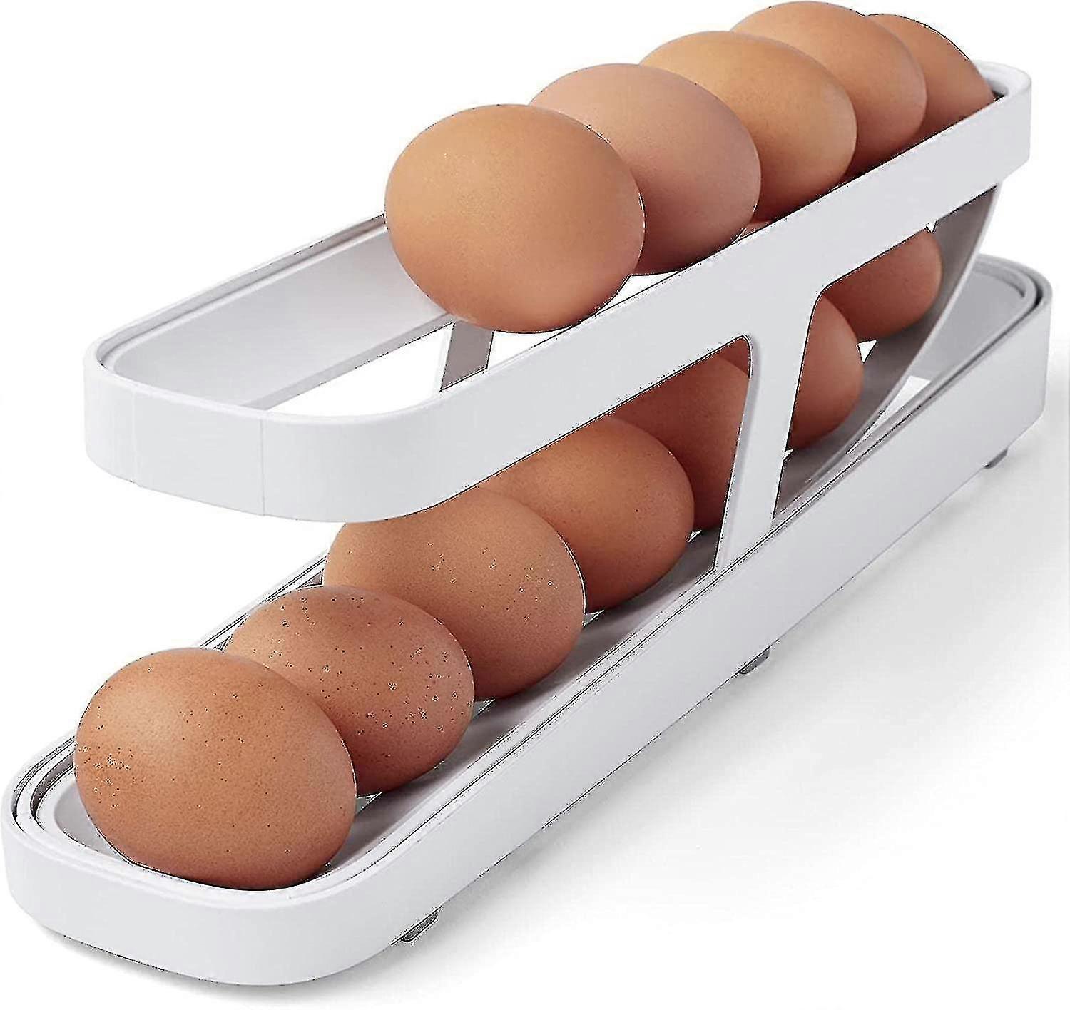 Egg Holder For Refrigerator, Automatically Rolling Egg Storage Container, 2 Tier Rolling Egg Dispenser For Refrigerator Countertop Cabinet-xinhan