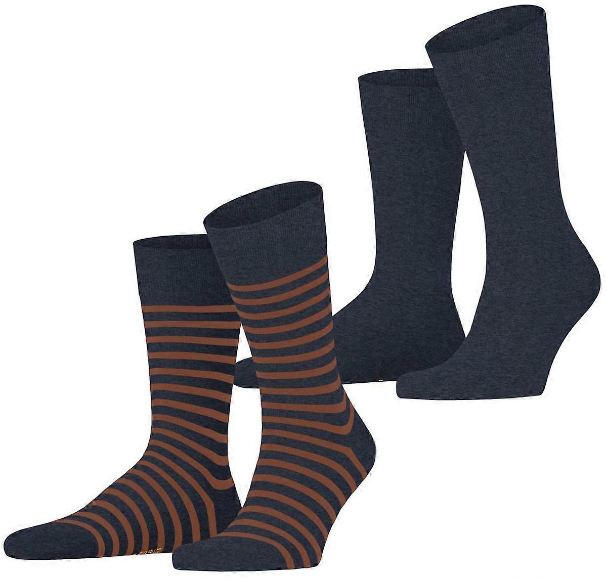 Esprit Fine Stripe 2 Pack Socks - Navy