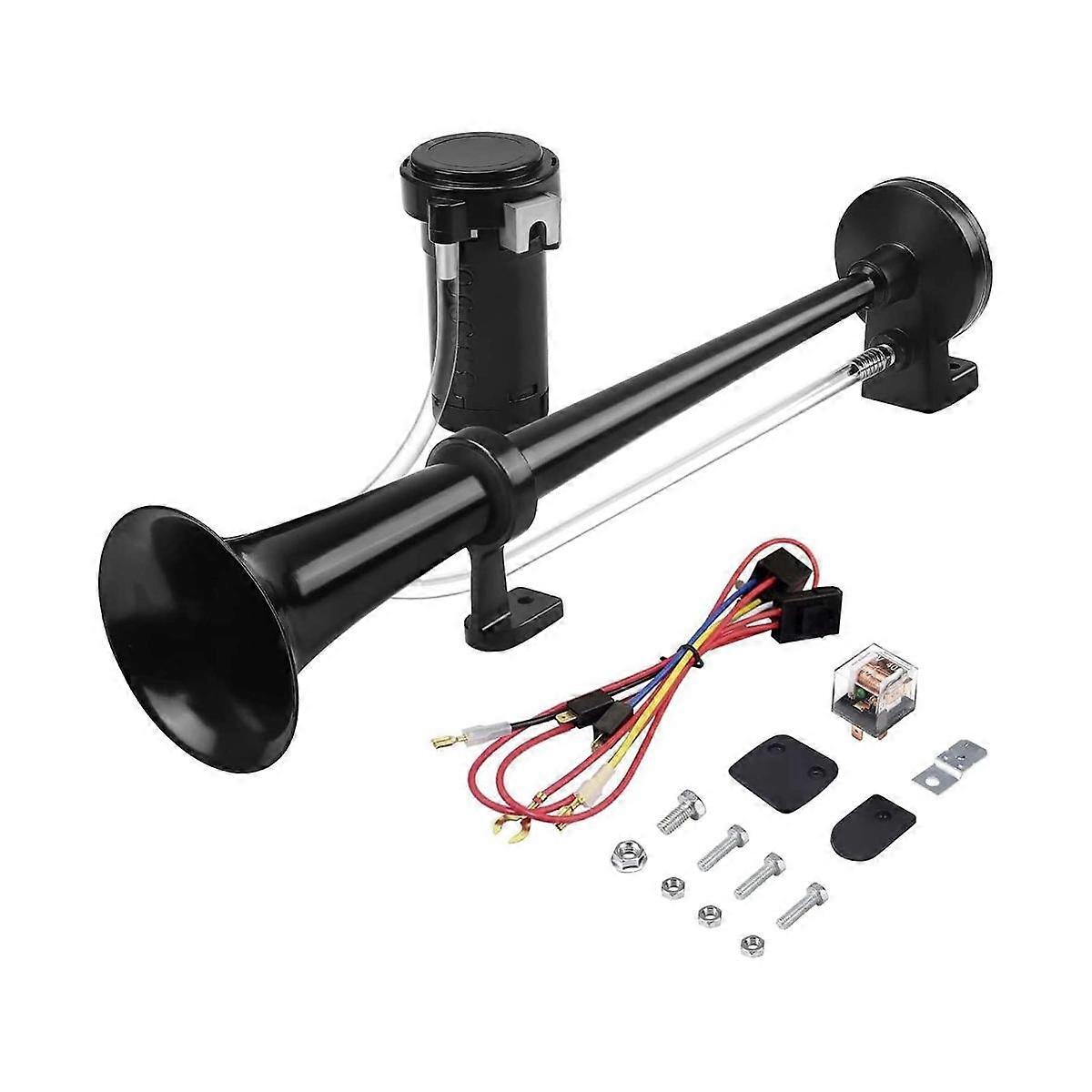 Black 150Db 24V Train Horn For Truck, Single Trumpet Truck Air Horn, For 24V Vehicles Train Car Ship Boat Size 24