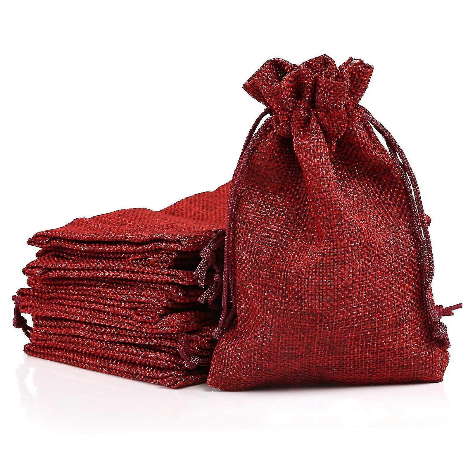 20pcs Linen Jute Gift Pouches Bags, Hessian Bags Sack Drawstring Bags Jewellery Pouches Party Storage Wrap