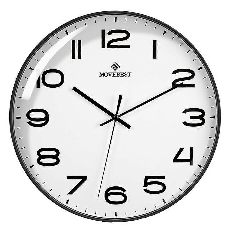 12 Inch Wall Clock White Surface Black Frame