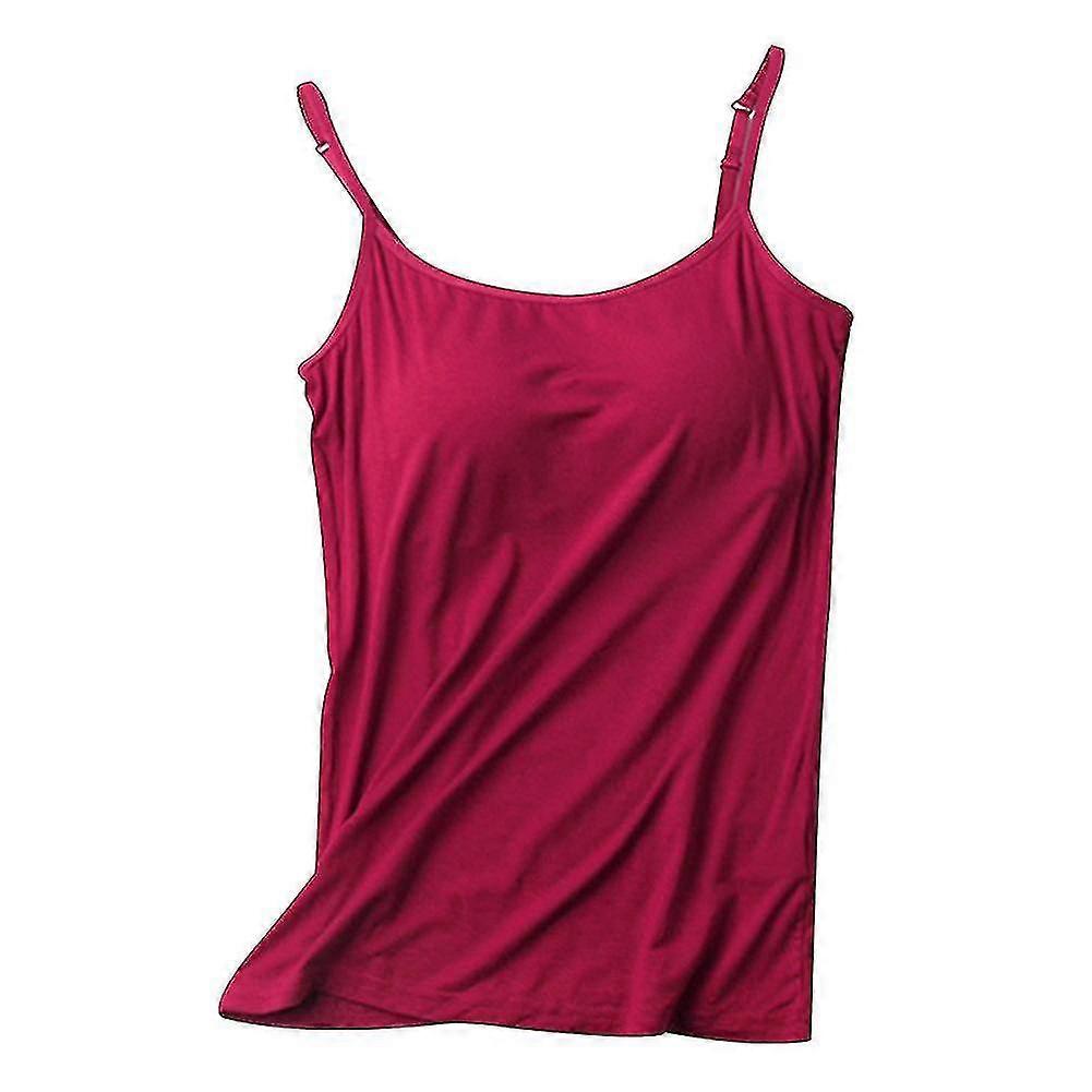 Women Vest Tank Top With Built-in Bra Spaghetti Strap Padded Camisole Tanks