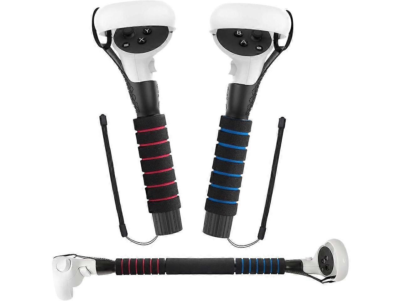 VR Game Handle Accessories for Quest 2 Controllers, Dual Handles Extension Grips for Playing Beat Saber Gorilla Tag Games,VR Golf Club Attachment