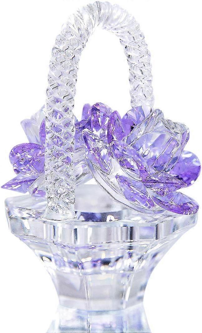 クリスタルローズバスケットクリスタルコレクティブルスタチューオーナメントホームデコレーションデスクトップディスプレイに適しています