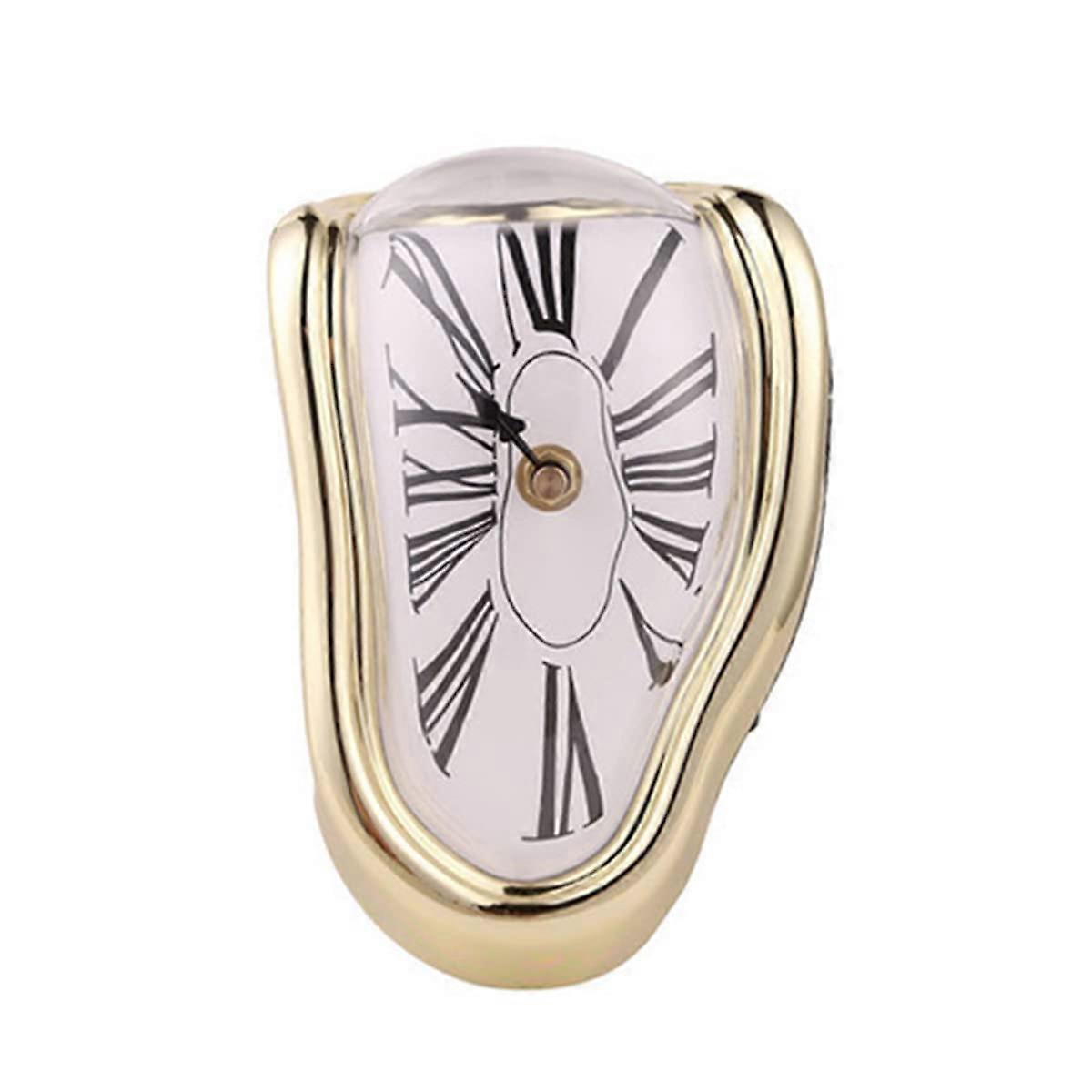 Melting Clock, Fashion Wall Clock Surrealistic Table Shelf Desk Clockgold