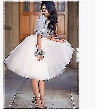 Plus Size Women's 6 Layer Short A Line Elastic Waistband Tutu Tulle Prom Princess Midi Dance Skirt