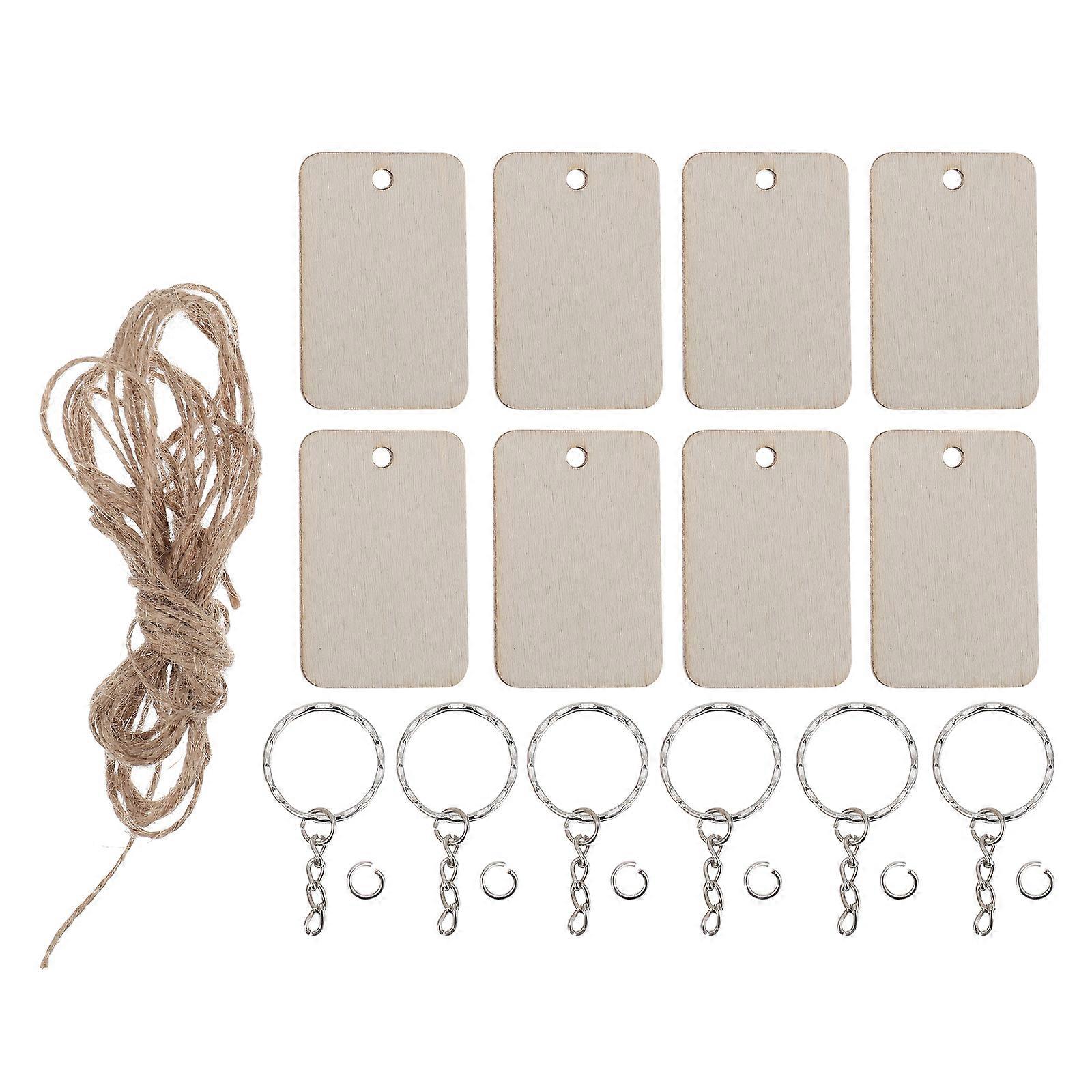 201pcs Piezas de madera sin terminar Rectangular Recorte de madera Llaveros naturales