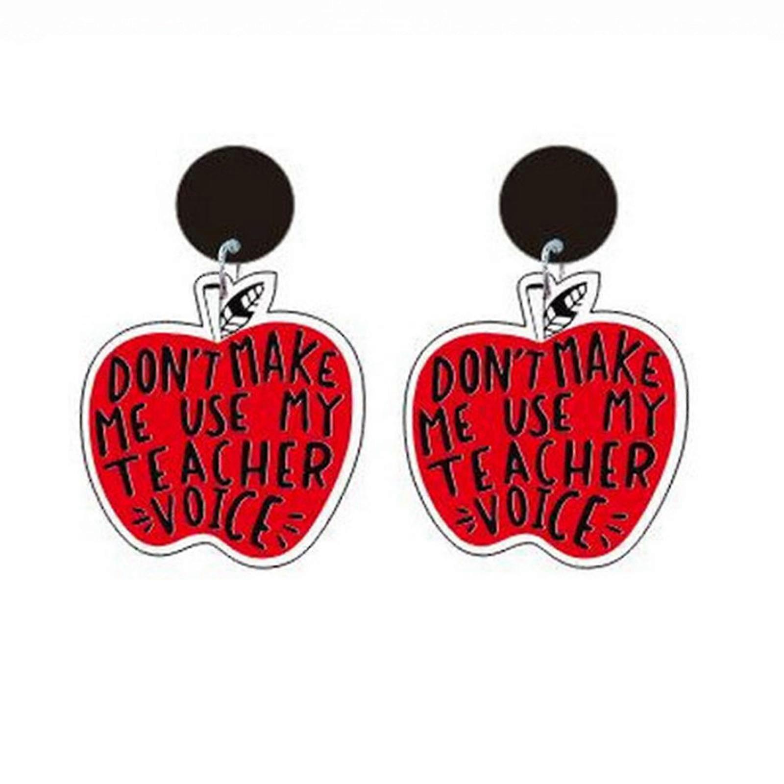 Dangle Earring Rainbow Pencil Red Apple Earrings for Teacher's Day Present