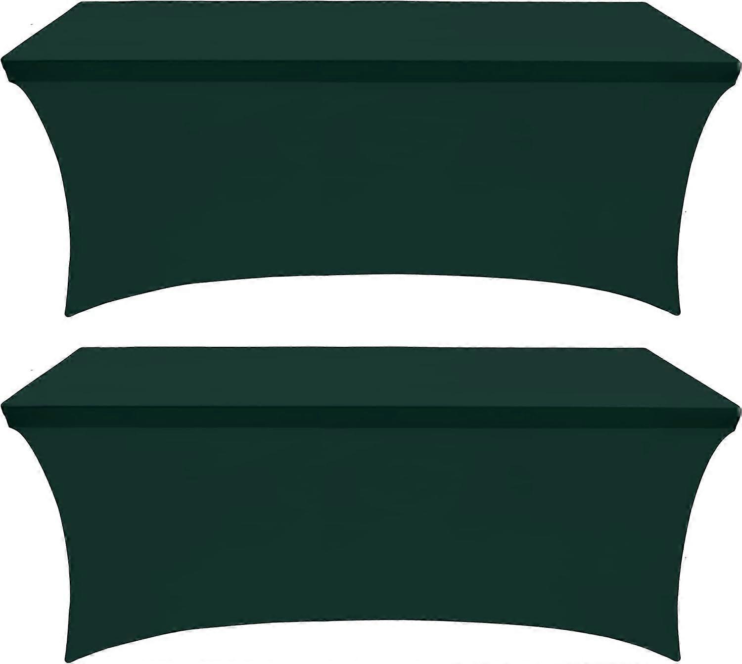 Kitchen Spandex Tablecloth 2 Pack [6FT, Hunter Green] Tight, Fitted, Washable and Wrinkle Resistant Stretch Rectangular Patio Table Cover
