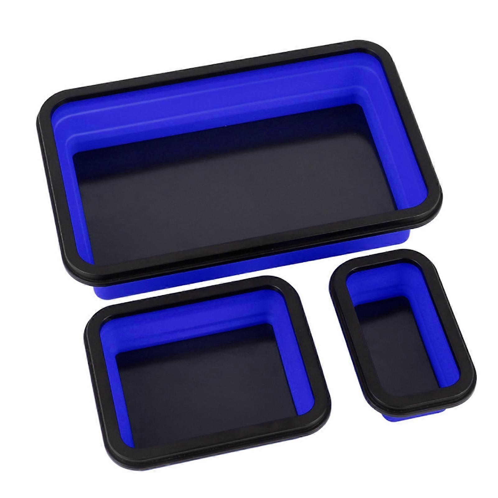 3Pcs Collapsible Magnetic Parts Tray Set Large Capacity Foldable Design Reusable Widely Used Screw Bolts Nuts Organizer Storage Trays