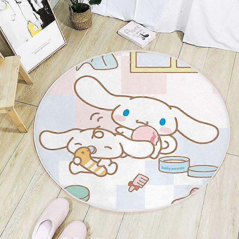 Kawaii Sanrio Cinnamoroll جولة السجاد الكرتون لطيف غرفة المعيشة الحمام عدم الانزلاق حصيرة غرفة نوم غرفة الأطفال السرير الطابق الحصير