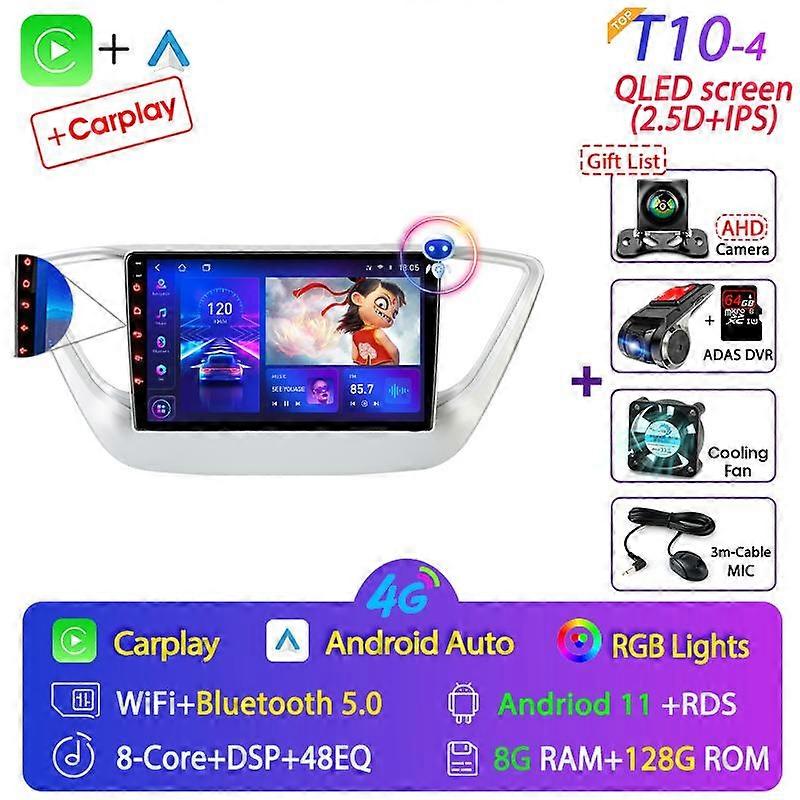 Android 12 Radio mobil untuk Hyundai Solaris 2 Verna 2017-2020 Multimedia Video Player GPS navigasi 2din 4G DVD Head Unit Stereo
