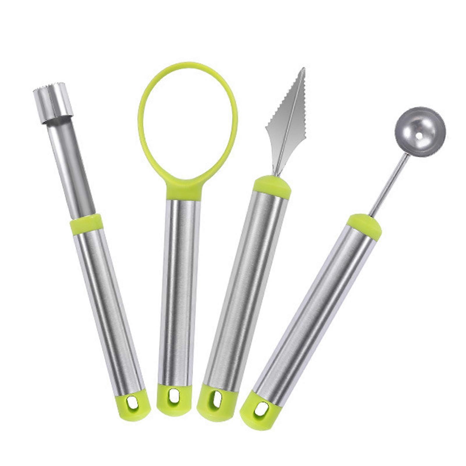4Pcs/Set Fruit Carving Tools Portable Anti-rust Stainless Steel Multipurpose Labor-saving Fruit Dig Pulp Separator for