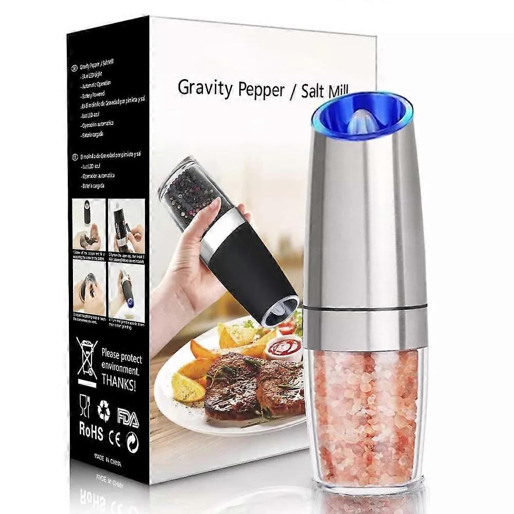 Set Electric Pepper Mill Stainless Steel Automatic Gravity Induction Salt  Grinder Kitchen Spice Grinder Tools