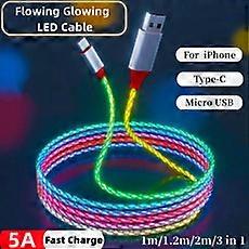 5A Flowing Glowing Light LED Data USB Cable Fast Charge Data Cable