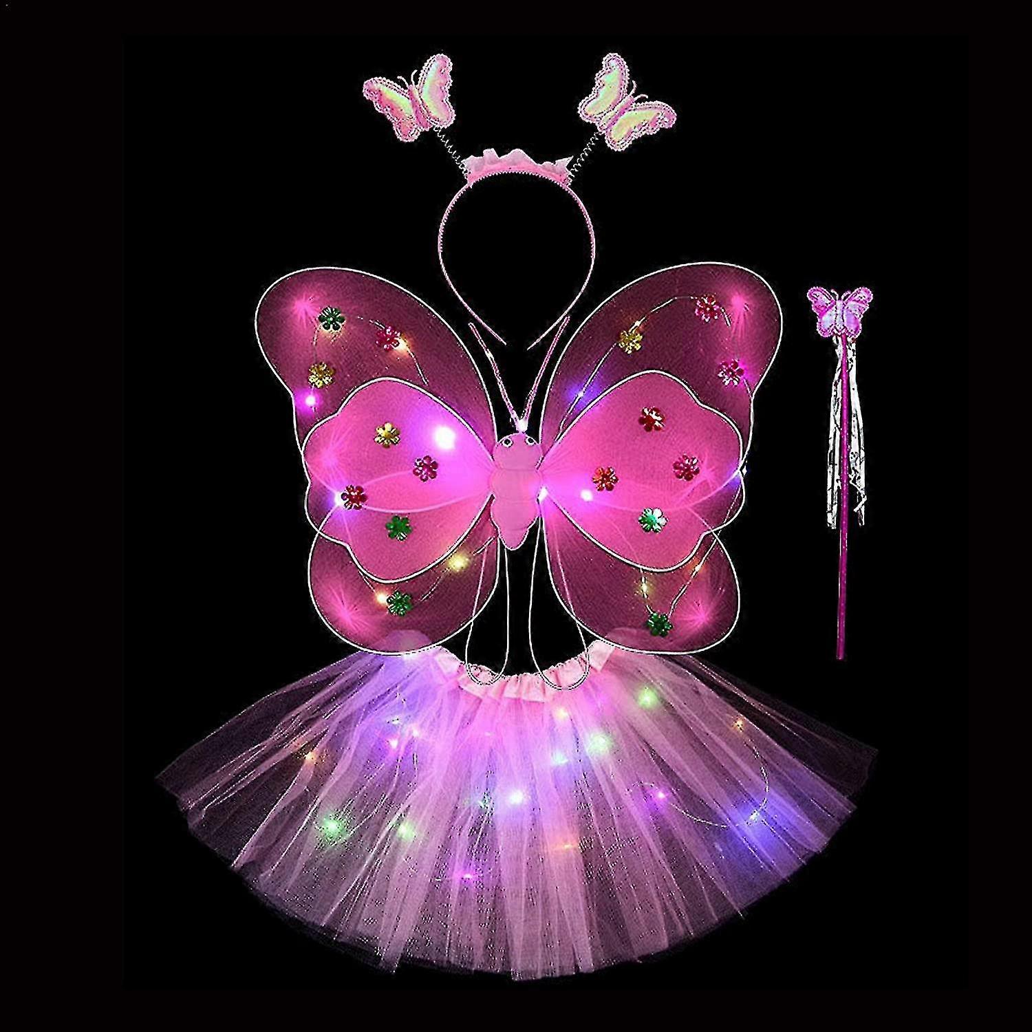 Fairy Princess Dress Up Set | Girl Fairy Costume Set With Wings - Little Fairy  Princess Dress Up Role Play Led Light Up Costume Set For Girls | Fruugo UK