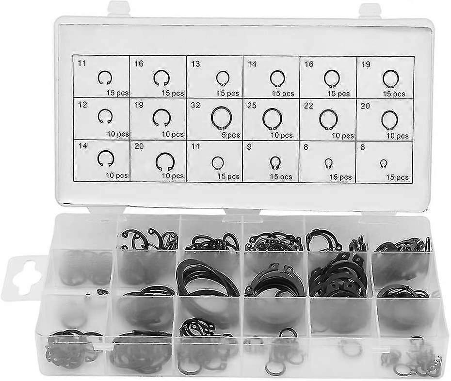225pcs Circlips Set, Assorted Circlips, Snap Retaining Ring, Internal/external Circlips, 18 Sizes Type Circlips