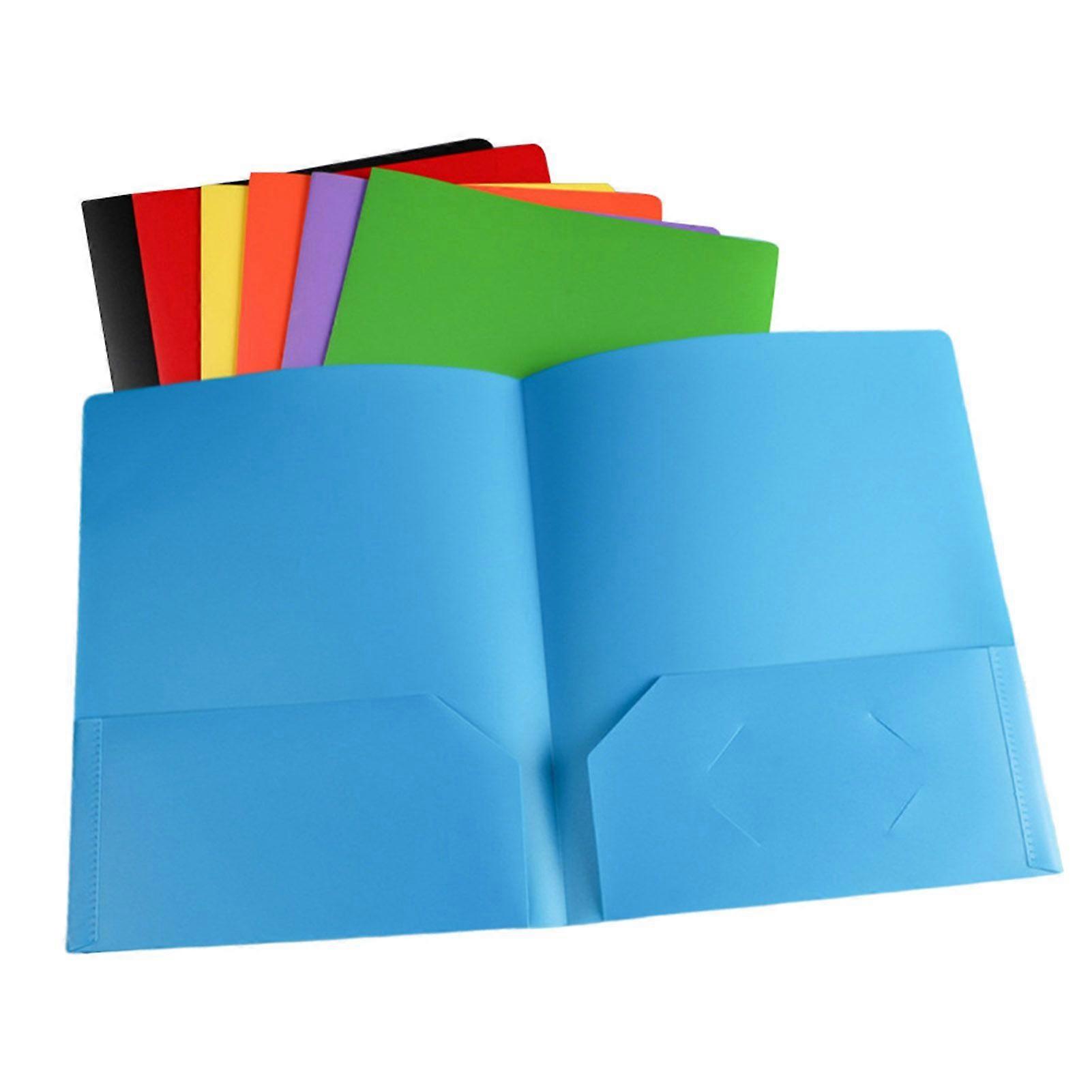 6Pcs File Folder with Pockets Different Color Waterproof Tear-Resistant Plastic Document Organizer with Business Card Slot