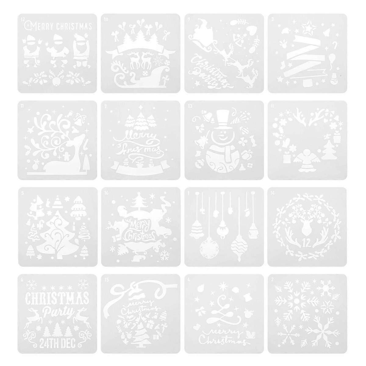 16st julstenciler målning ritning stencil mallar för väggmöbler