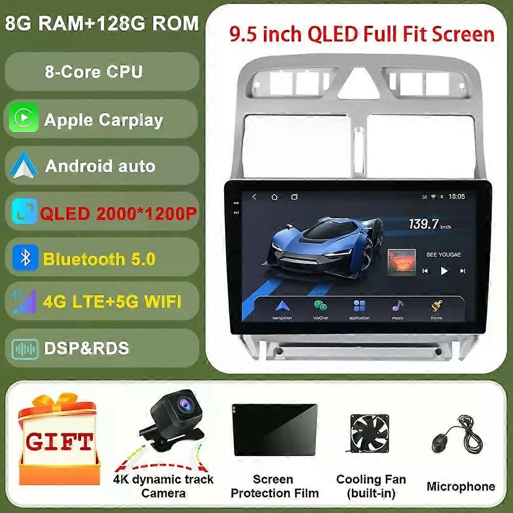 Android For Peugeot 307 2008 2002 - 2013 Wifi 4g Gps Multimedia Video Navigation Carplay Player Car Radio Auto Bt Qled Screen