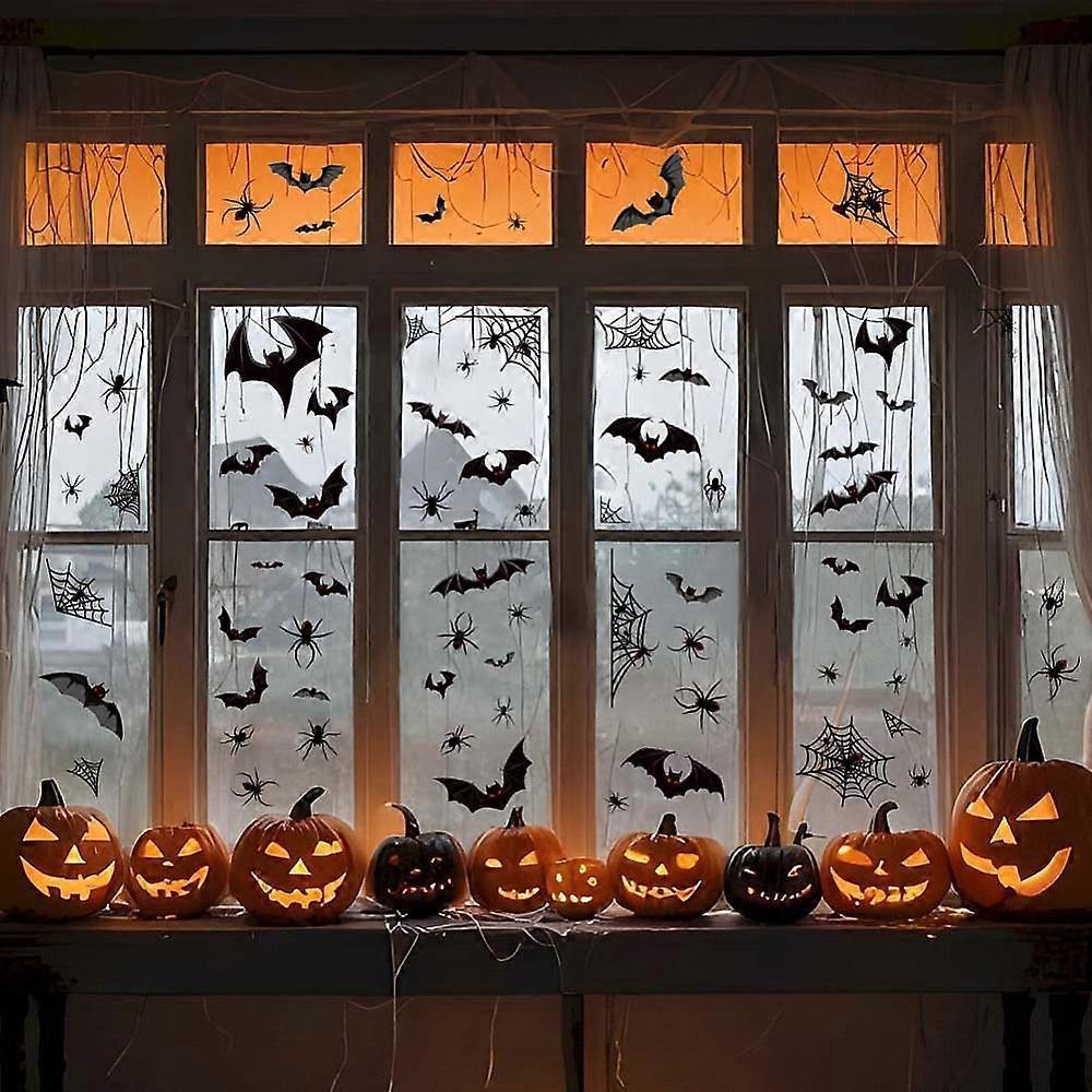 1Set PVC Window Static Stickers Rectangle for Window Decoration Bat 200x300mm 9pcs/set