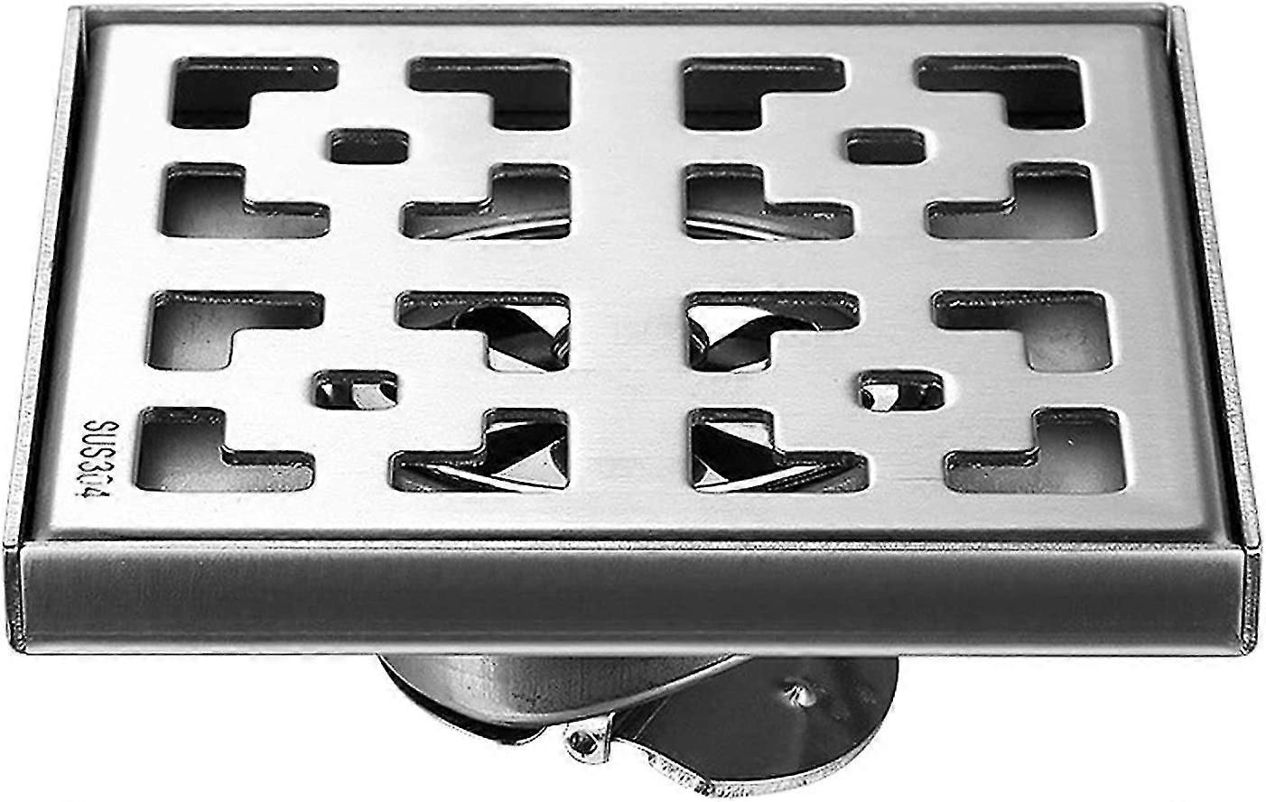 Quadratischer gebürsteter Duschablauf, Edelstahl-Bodenablauf mit abnehmbarem Rost, Haarsieb, Duschablauf im Badezimmer, Fallenabdeckung, 12 * 12 cm