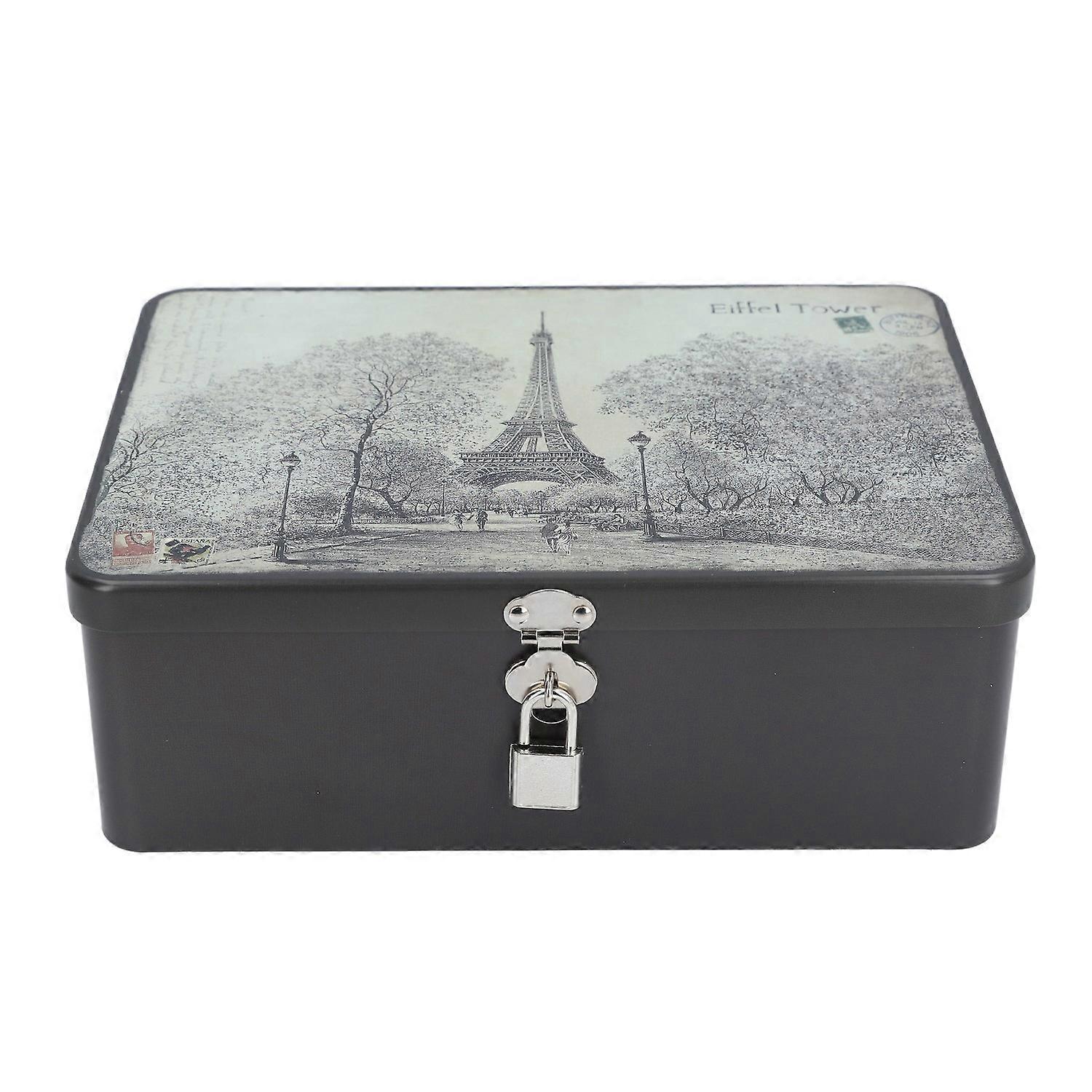 Lock Storage Box Vintage Iron Storage Box Space Saving Metal Keepsake Box Decorative Storage Case fo