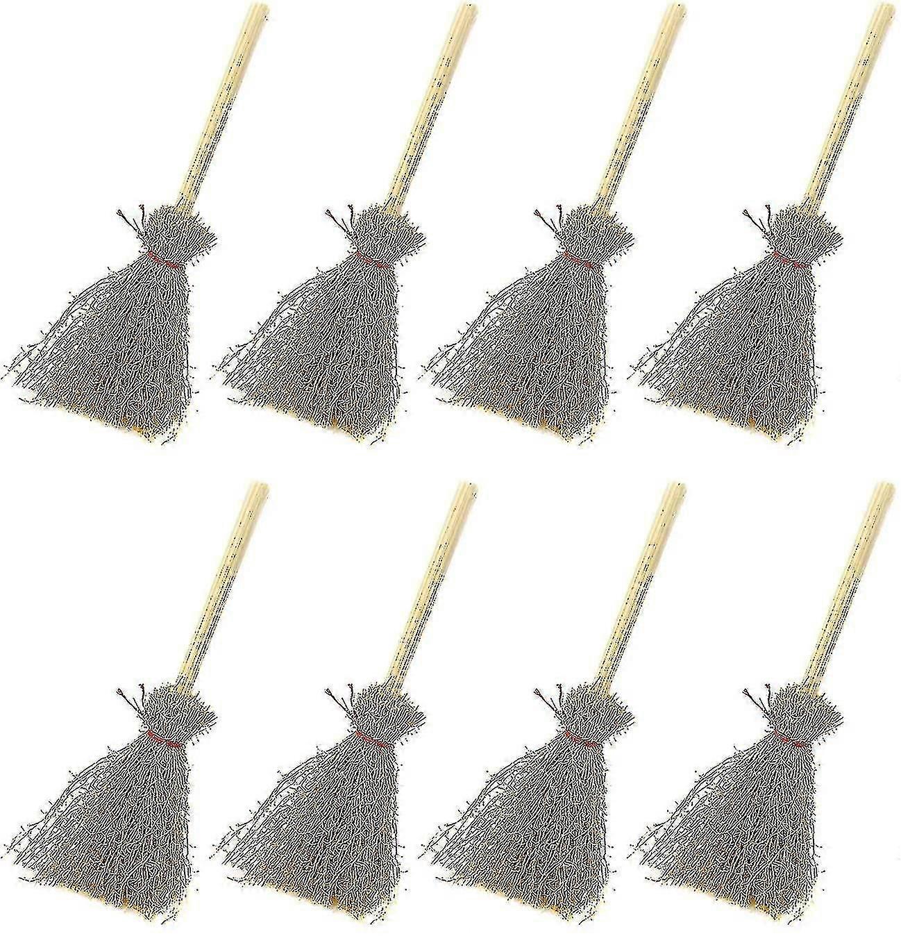 20pcs Miniature Artificial Mini Straw Brooms With Red Ropes Straw Craft Decoration Witches Accessory For Costume Cosplay Party