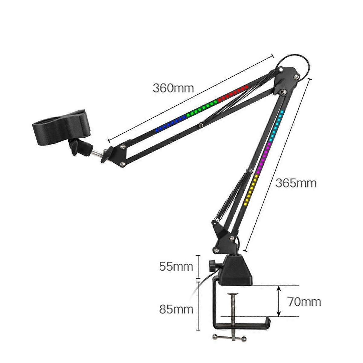 Microphone Bracket RGB Microphone Arm Stand with RGB Light Rotatable Suspension Boom Scissor Stand Ordinary Base