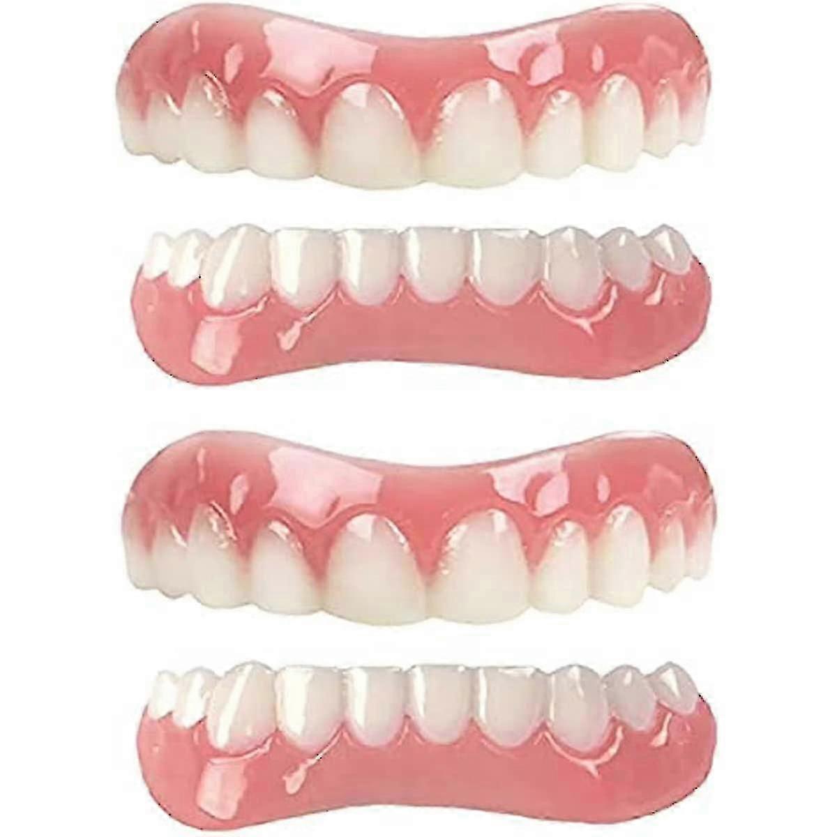 2ペア義歯化粧品ベニアナチュラルトーンインスタントベニア歯科シリコン歯ホワイトニング一時的な補綴歯トップボトム入れ歯歯科