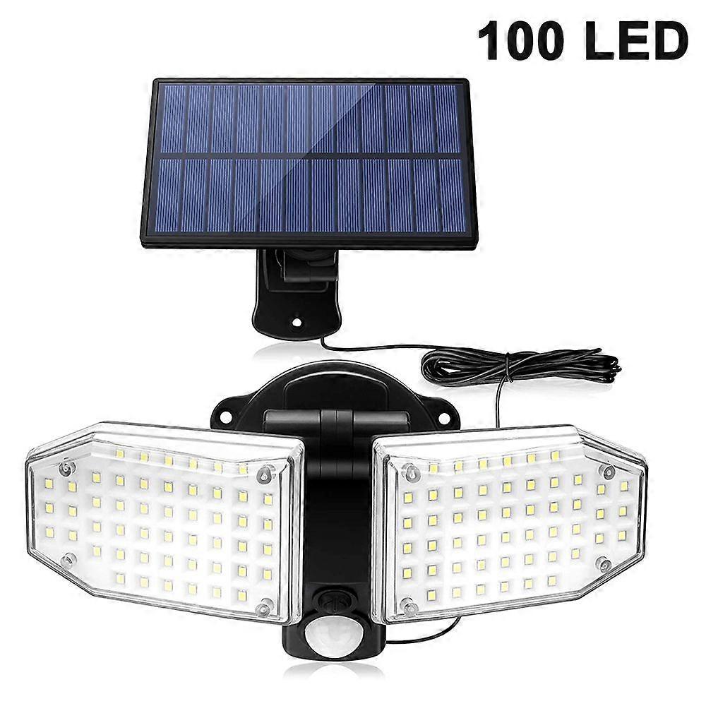 スプリットソーラーウォールライトワイドイルミネーション屋外ライト-100 LED IP65防水セキュリティフラッドライトソーラーパワーガレージ、ポーチ、庭で検出