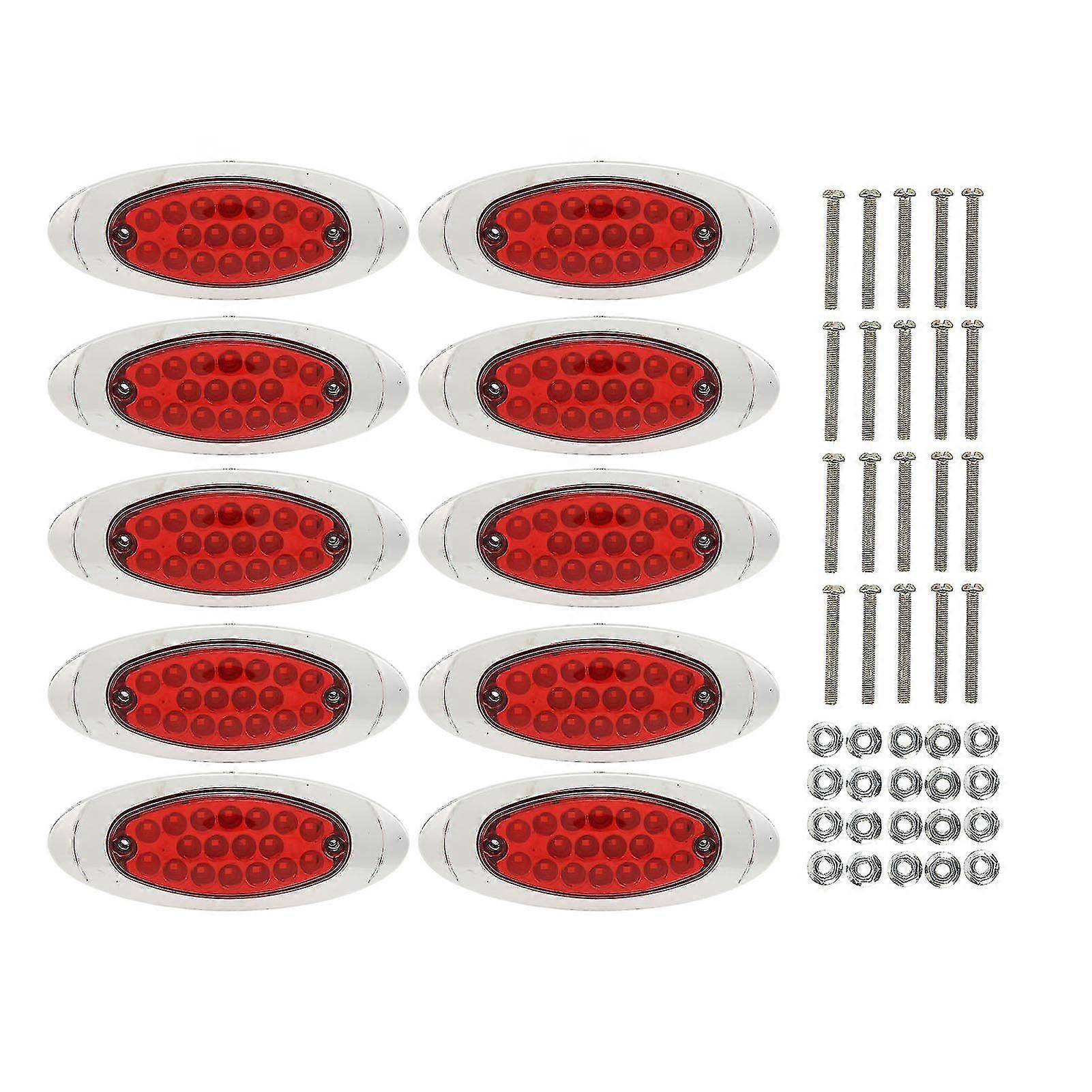 10pcs 18 Leds Side Marker Light 1224v Ip67 Waterproof 1200lm Trailer Turn Signal Lamp For Trucks Yachtsred