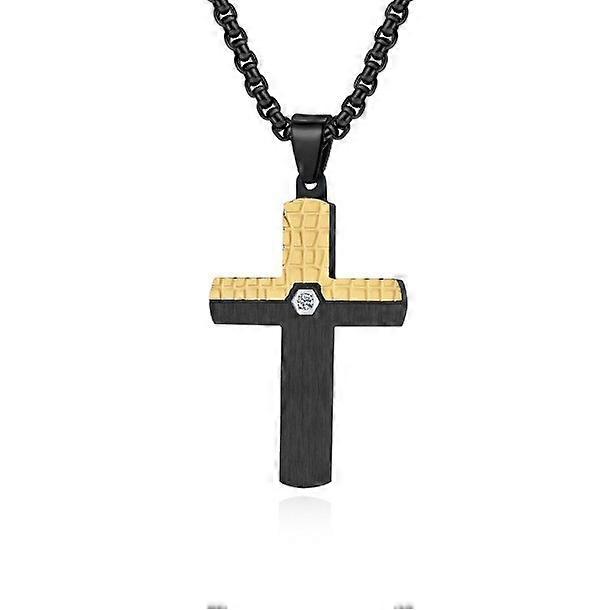 European and American Men's Titanium Steel Two-Tone Inlay Cross Pendant (Without chain)
