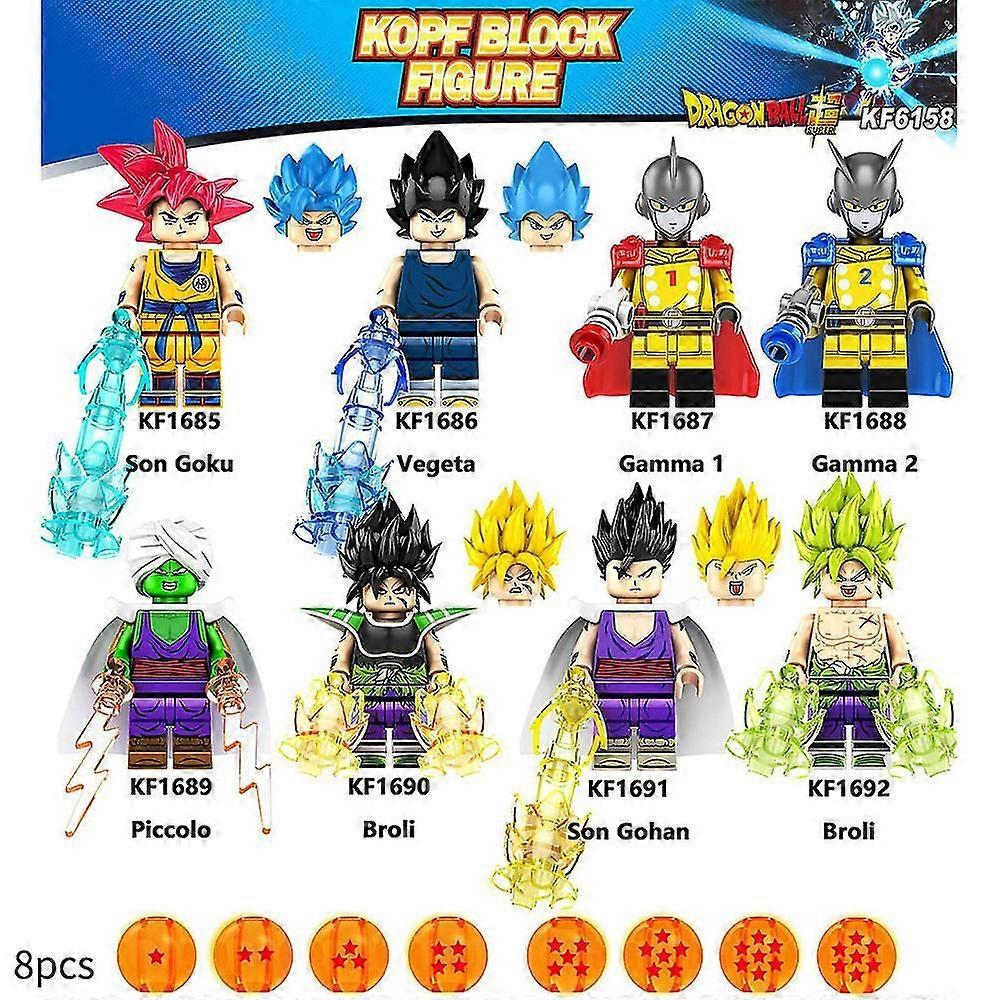 8pcs/set Dragon Ball Action Figures, Characters Building Blocks Assembly Toys, Collection And Display Minifigures Kits For Kids Fans