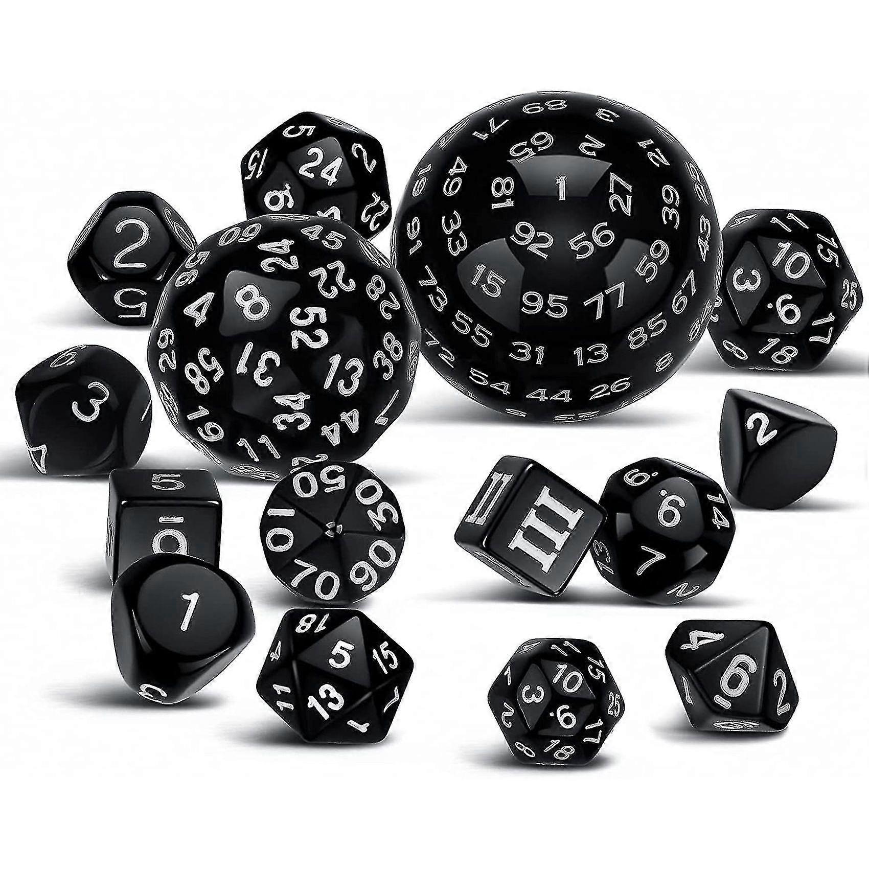 15-Piece Complete Polyhedral D&D Dice Set with D3 to D100 Spherical Dice, Including 100-Sided Dice for Role-Playing Games
