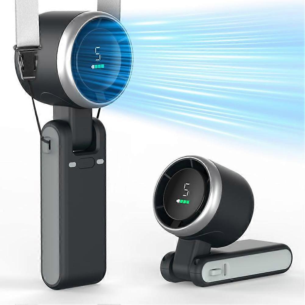 5-Speed Portable Mini Fan, 180 Degree Foldable, 4000mAh Battery, LED Display, Hangable & Desk Fan, Small Pocket Fan