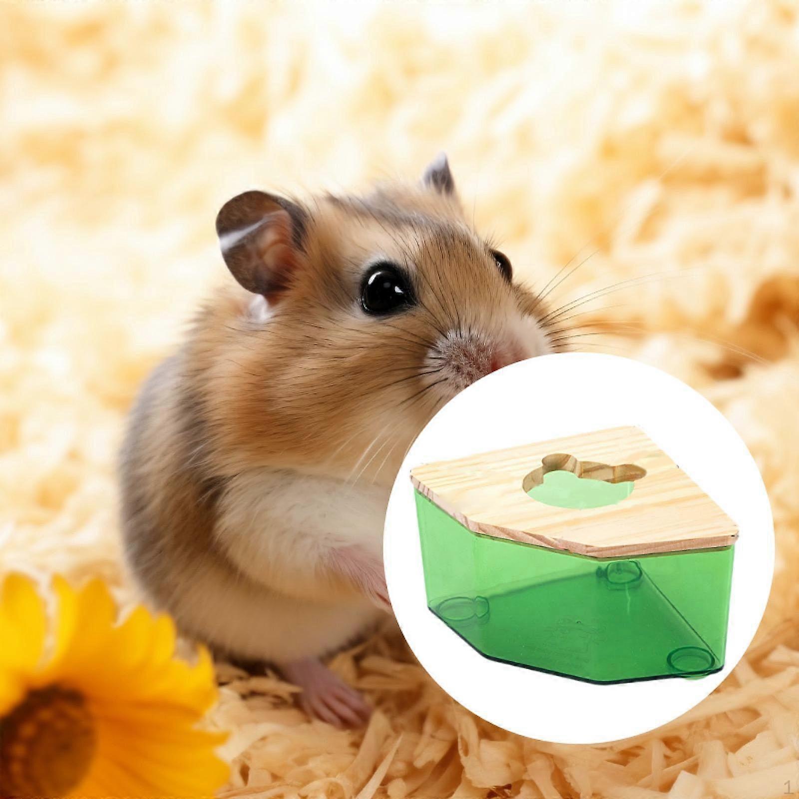 Hamster Sand Bath Box Acrylic Digging Container with Wooden Lid
