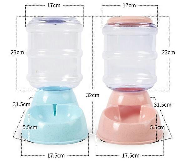 Katte kæledyr skål Kattefoderskål 3,8L Stor kapacitet kæledyr automatisk vandfoder + foderautomat blå