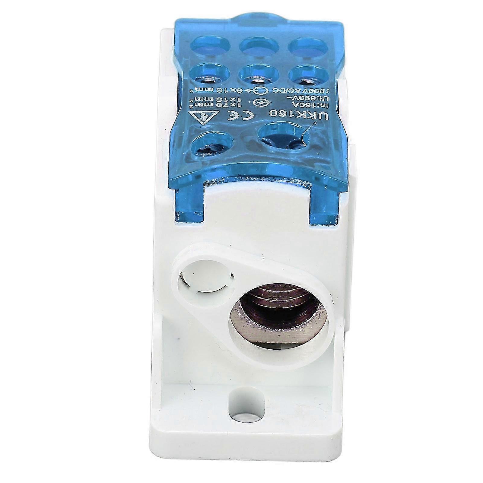 Terminal Distribution Box 690V 160A DIN Rail Terminal Block Power Junction Box for Electricity Blue