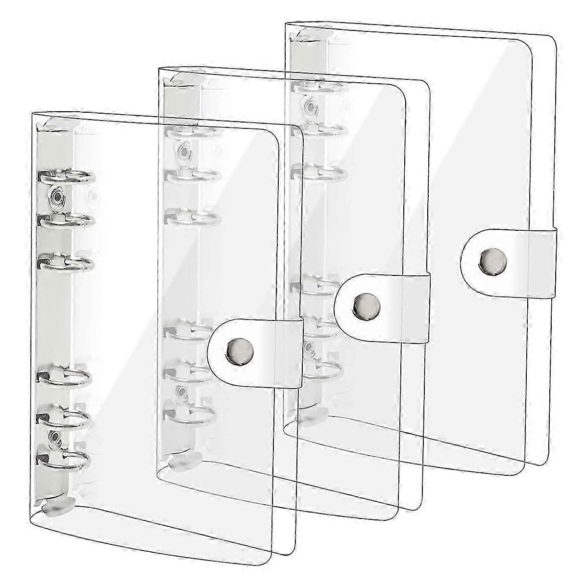 3 Pack A6 Transparent Soft PVC 6 Ring Binder Cover Clear Binder Notebook Cover A6 Binder for Refill js